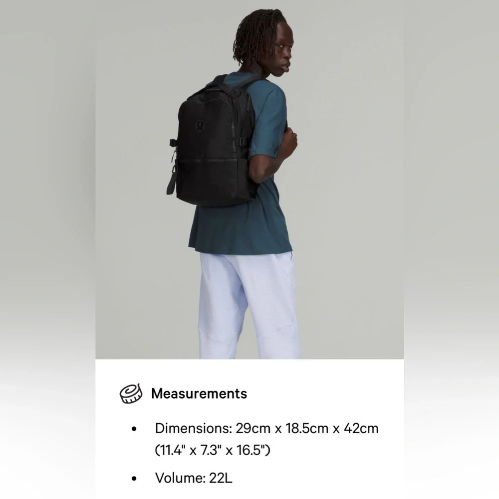 NWT Lululemon New Crew Black Backpack 22L